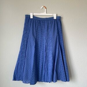 Orvis Blue A-Line Midi Skirt Women’s Size M Embroidered Eyelet Lace Details